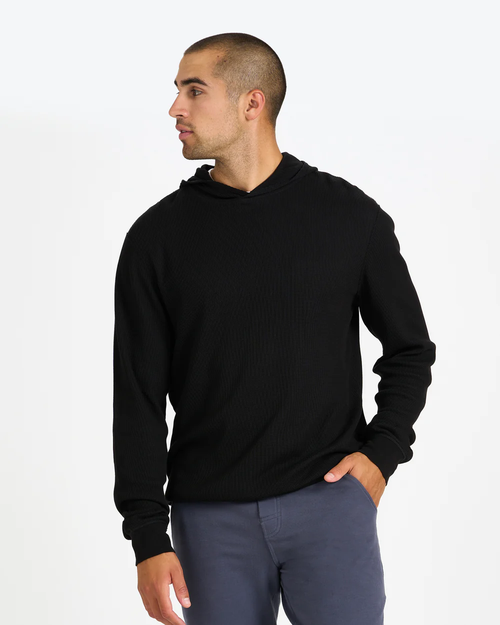 VUORI Men's Waffle Hoodie BLACK