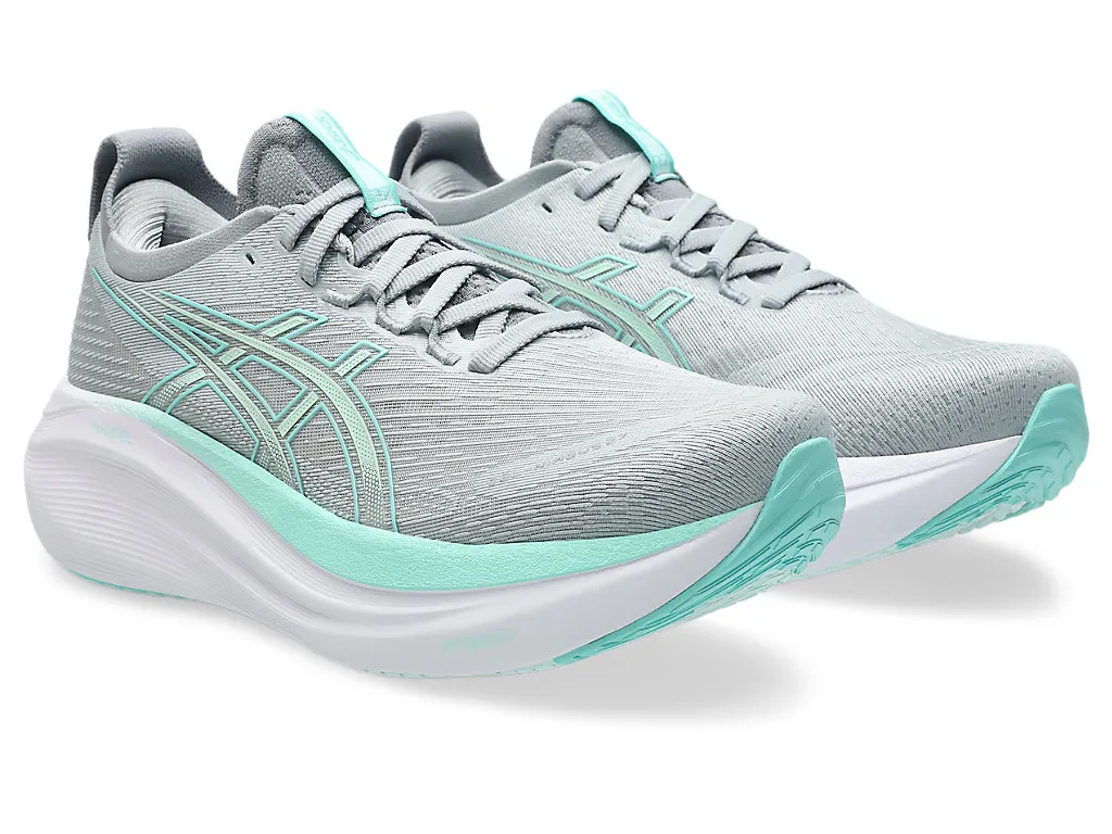 ASICS バスケットボールシューズ グレー/ミント Asics Women's Gel-Nimbus 27 Wide (D) PIEDMONT GREY/ILLUMINATE MINT
