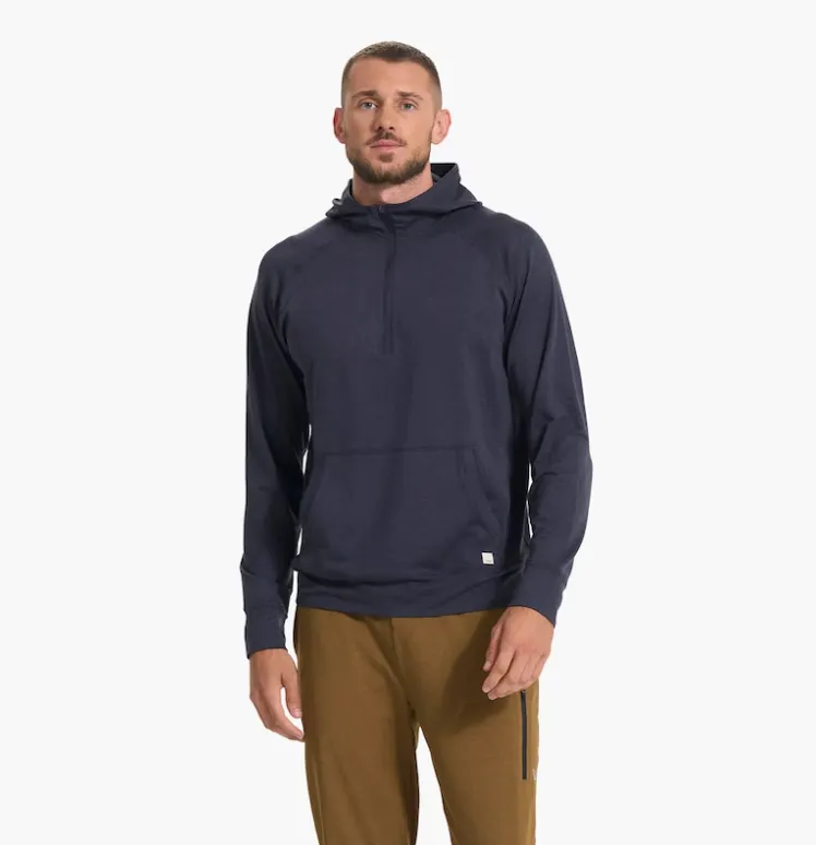 VUORI Men's Ponto Performance Half Zip Hoodie MIDNIGHT HEATHER